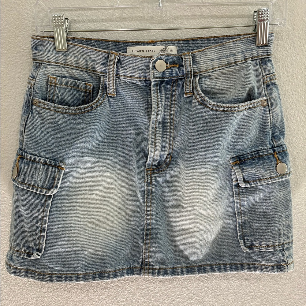Altar'd State Blue Denim Skirt